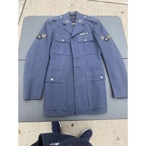 Vintage US Air Force Dress Blue Jacket Staff Sergeant Named Uniform
